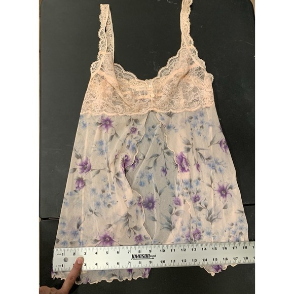 Vintage Victoria's‎ Secret Floral Lace Babydoll Top M/L Y2K Cottagecore Lingerie - Picture 11 of 12
